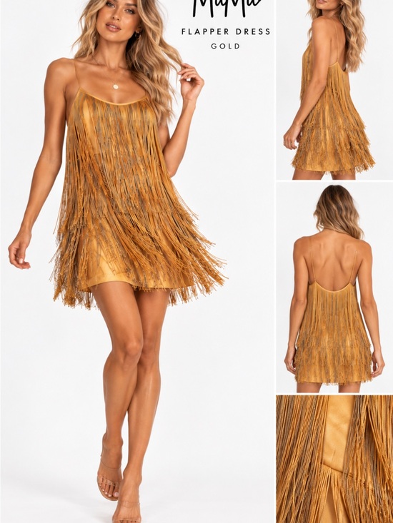 ASOS Dresses & Skirts - Hot!!! Gold Fringe Slip Dress - size 4 ASOS great costume idea!